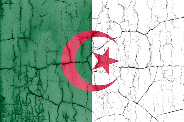 Foto testurizzata della bandiera dell'Algeria con crepe