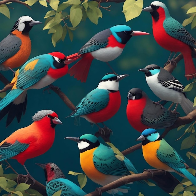foto uccello in coloratissimi fiori colorati ai generativa