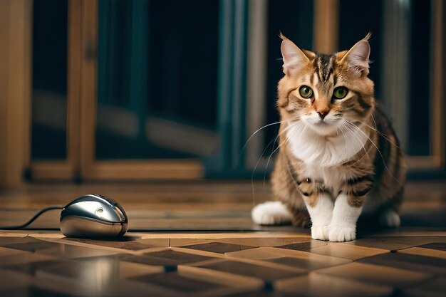 foto un gatto e un topo si guardano l'un l'altro