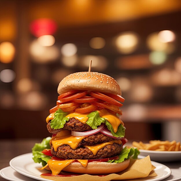 Foto un incredibile delizioso cheeseburger