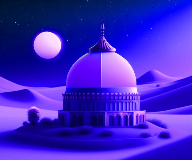 foto una bellissima moschea nel deserto creata con AI