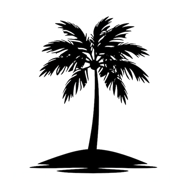 Foto una silhouette in bianco e nero di una palma con un cocco