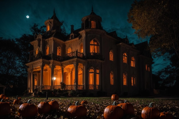 foto vecchia dimora nella notte di Halloween