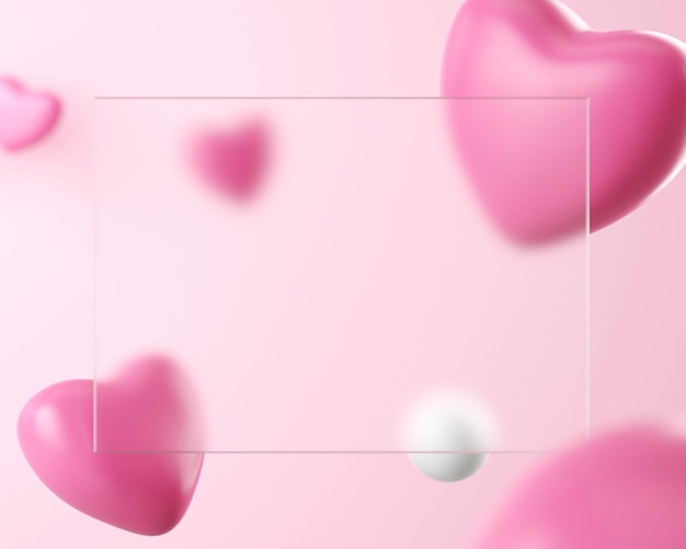 foto vetro morfismo san valentino con cuori rosa
