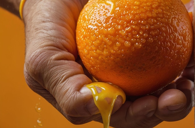 foto vibrante di Hand Squeezing Fresh Orange Juice