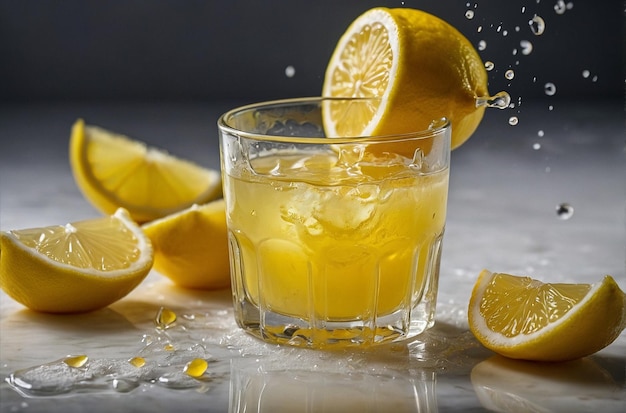 foto vibrante di succo di limone in limone