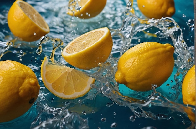 foto vibrante di succo di limone sul mare