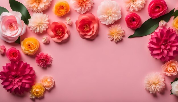 foto vista dall'alto del mese e dei fiori per la festa della donna