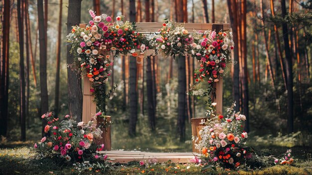 Foto zona di fiori nell'arco dei fiori della foresta