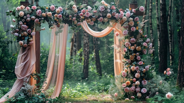 Foto zona di fiori nell'arco dei fiori della foresta