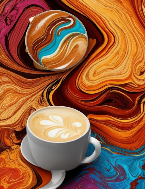 Fotografa una tazza di caffè con un liquido colorato al suo interno