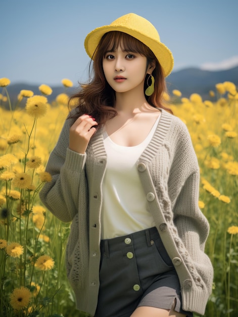 Fotografare una giovane ragazza coreana con un concetto di moda in stile coreano