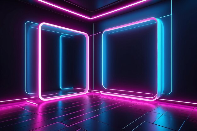 Fotografia a sfondo a luce al neon 3D e illustrazione