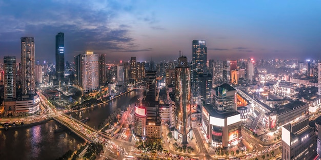 Fotografia aerea Cina Ningbo città moderna paesaggio vista notturna