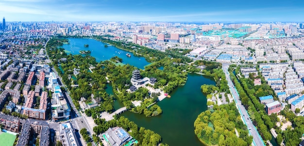 Fotografia aerea del Jinan Daming Lake Park