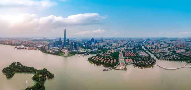 Fotografia aerea del lago Suzhou Jinji