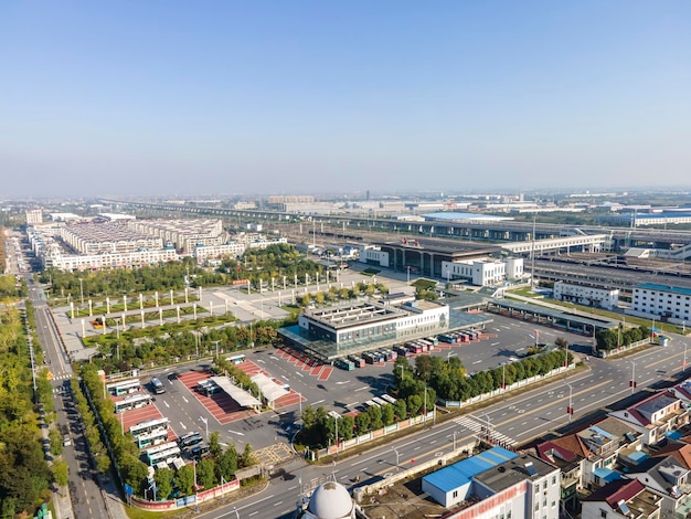 Fotografia aerea del paesaggio architettonico della città cinese di Haian