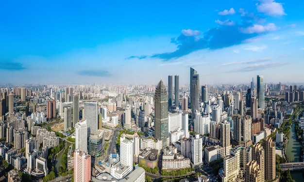 Fotografia aerea del paesaggio di architettura della città di Wuxi in Cina