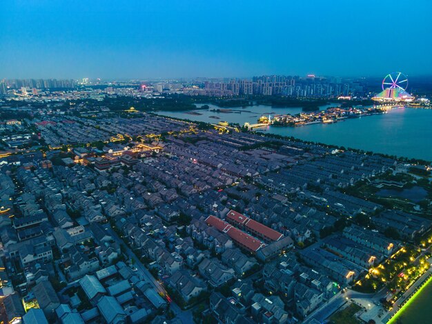 Fotografia aerea dell'antica città di Dongchang a Liaocheng, provincia di Shandongdong