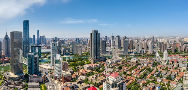 Fotografia aerea dell'orizzonte del paesaggio di architettura della città di Tianjin
