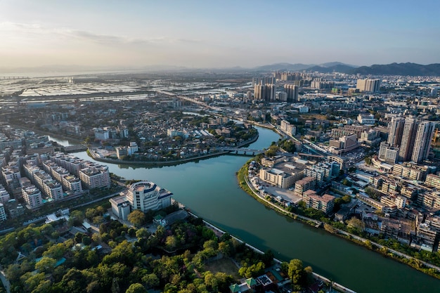 Fotografia aerea della città vecchia della città di Shantou nella provincia del Guangdong in Cina