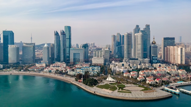 Fotografia aerea della costa della città di Shandong Qingdao