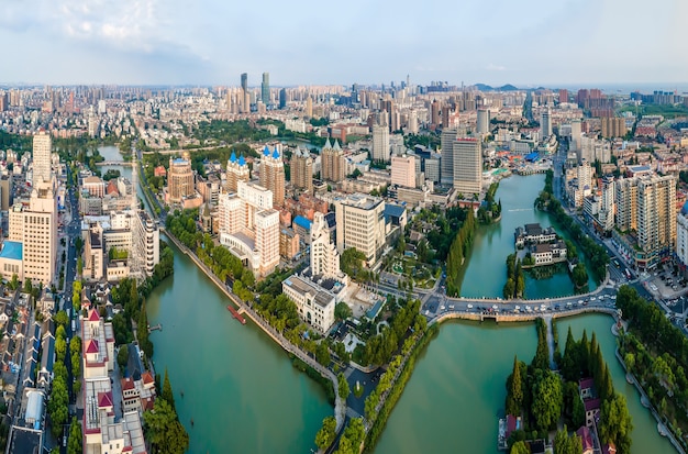 Fotografia aerea dello scenario della città di Nantong, Jiangsu