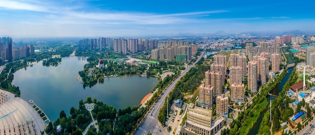 Fotografia aerea dello scenario della città di Zaozhuang in Cina