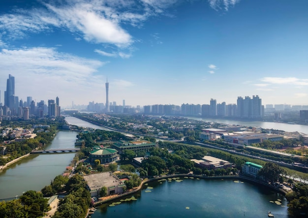 Fotografia aerea skyline di paesaggio di architettura della città di guangzhou