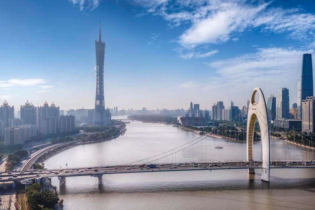 Fotografia aerea skyline di paesaggio di architettura della città di guangzhou