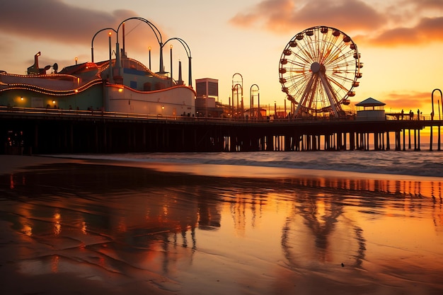 Fotografia al tramonto dal molo di Santa Monica