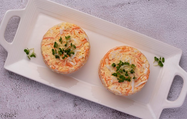 Fotografia alimentare di insalata di formaggio con uova