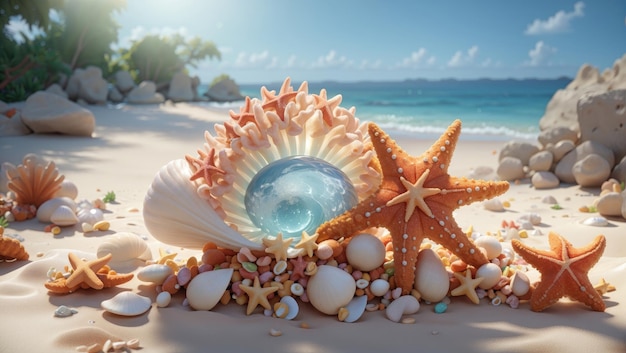 Fotografia artistica del paradiso di conchiglie e stelle marine di George Papazov