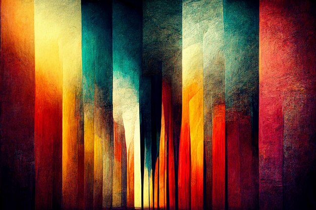 fotografia astratta di un lungo corridoio con più colonne colorate generativa ai