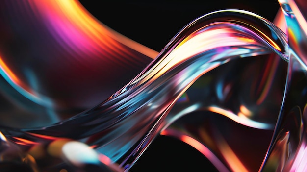 Fotografia astratta di un vortice liquido colorato con uno sfondo nero Holo Textures