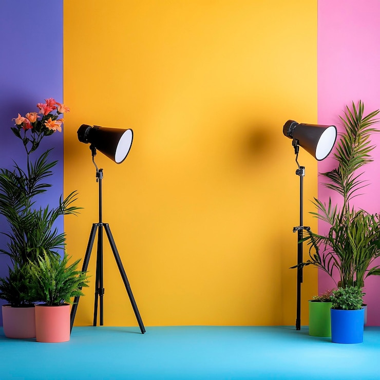 Foto fotografia commerciale vivace con sfondi pastello e arredamento moderno