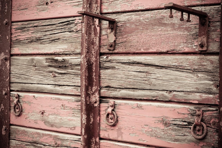 Foto fotografia completa di una vecchia porta deteriorata