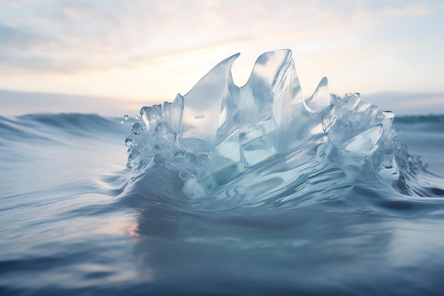 Fotografia d'acqua ghiacciata con onde di freddo