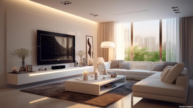 fotografia del design degli interni domestici di lusso di un soggiorno moderno