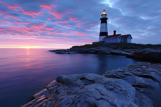 Fotografia del faro costiero all'alba