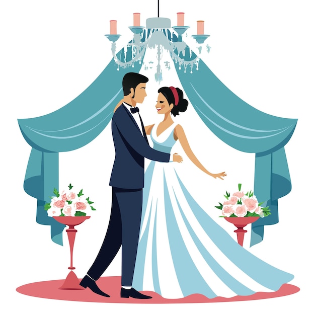 Fotografia del giorno del matrimonio della sposa e dello sposo concetto di illustrazione vettoriale