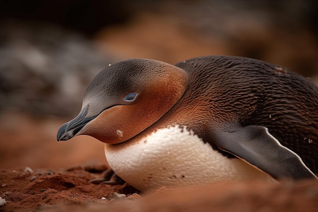 Fotografia del pinguino assonnato