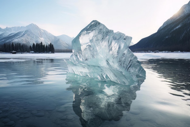 Fotografia dell'acqua ghiacciata del lago cristallino