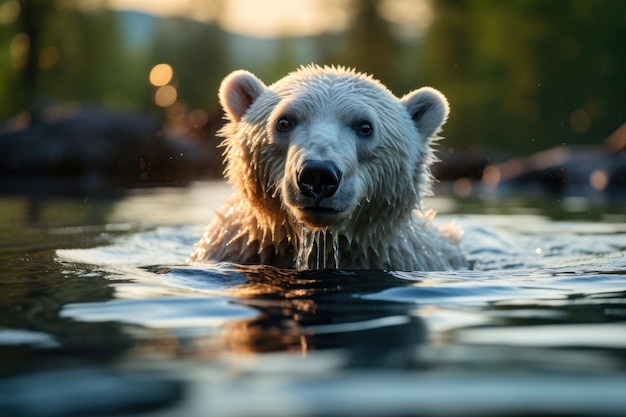 Fotografia della fauna selvatica dell'orso polare AI generativa