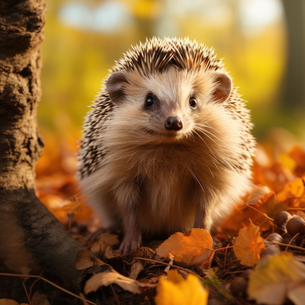 Fotografia della fauna selvatica di riccio AI generativa