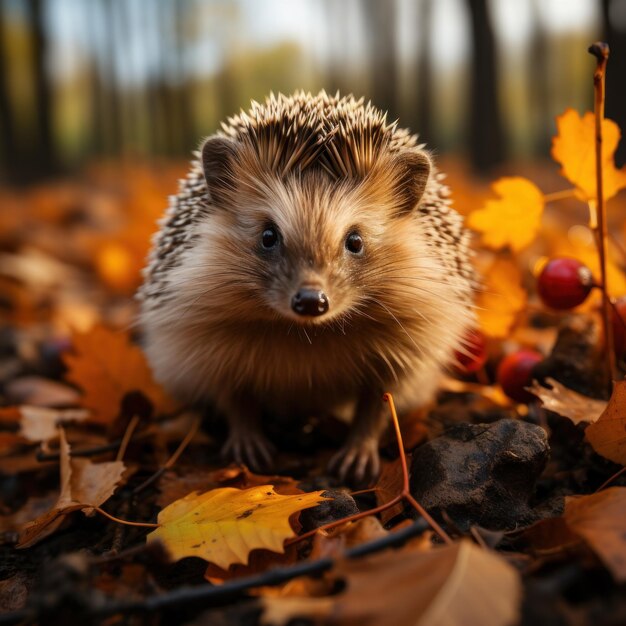 Fotografia della fauna selvatica di riccio AI generativa