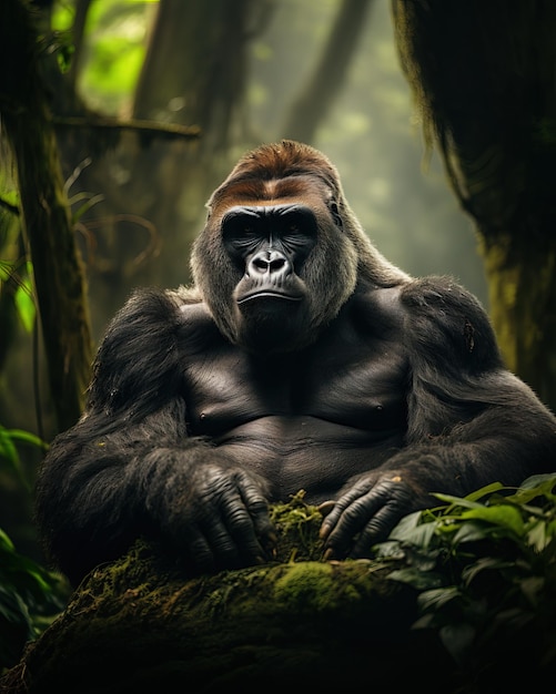 Fotografia della fauna selvatica di un gorilla nella foresta