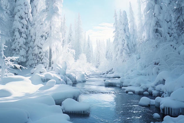 Fotografia di acqua ghiacciata del paese delle meraviglie invernale