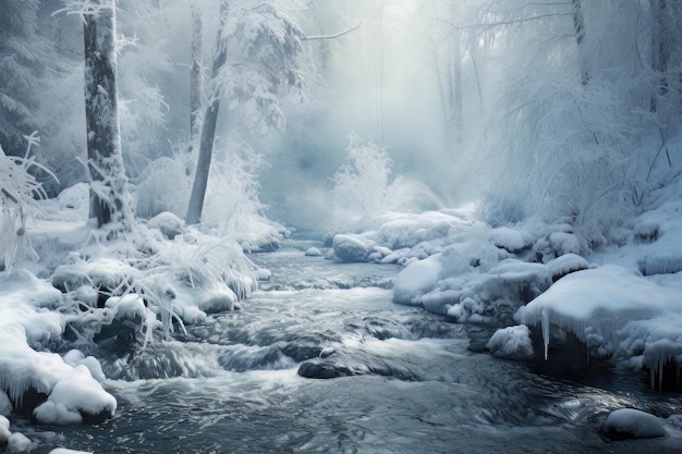 Fotografia di acqua ghiacciata del paese delle meraviglie invernale