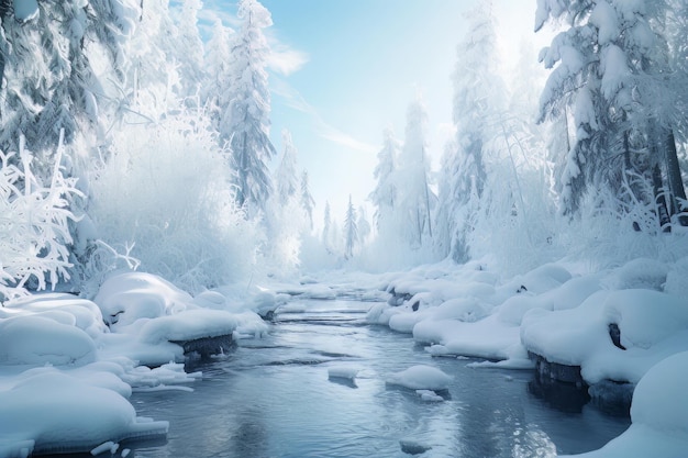 Fotografia di acqua ghiacciata del paese delle meraviglie invernale